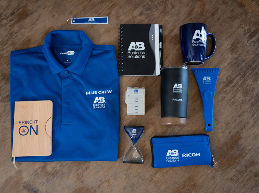 table with several items displayed with the A&B Business logo